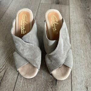 Sbicca Women's Taupe Perforated Platform Mules